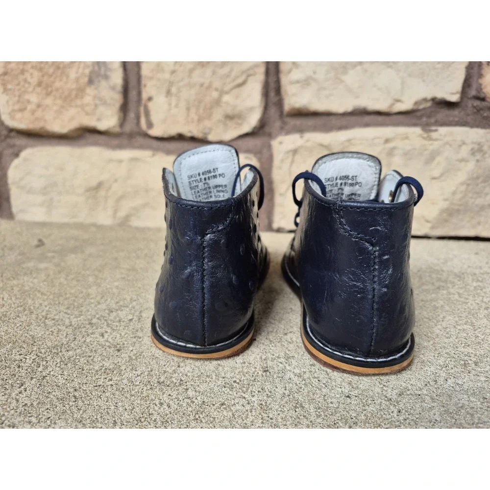 Josmo Walker Toddler Boys 7.5 Navy Leather Boots Size Dress Shoes